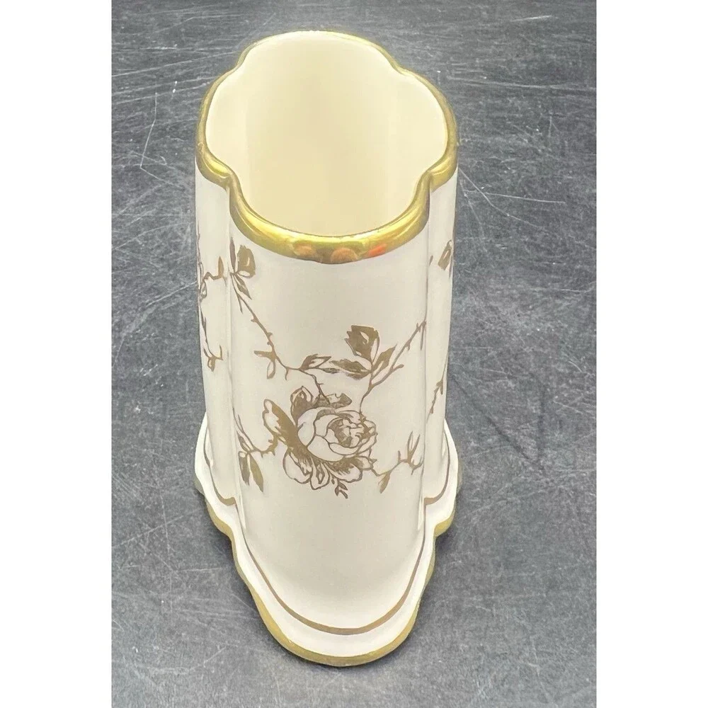 VTG Lindner Bavaria Gold Rose Floral Scroll Toothpick Cigarette Holder 2.25”